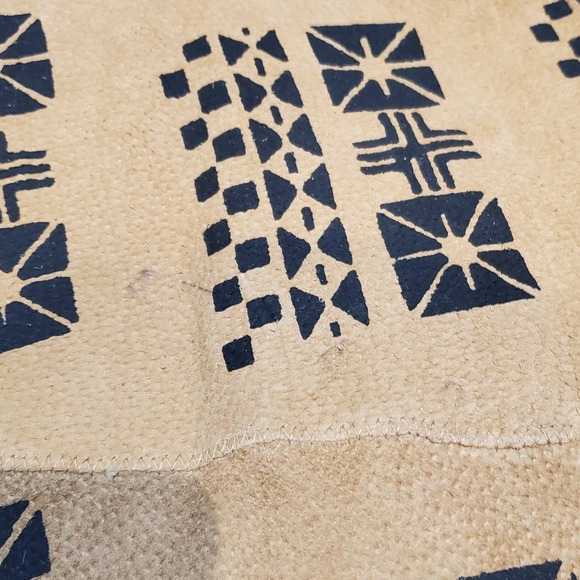 Vtg Robert Louis Art Style Suede Leather Skirt Hand Blocked Mudcloth Pattern Lg - Picture 12 of 14